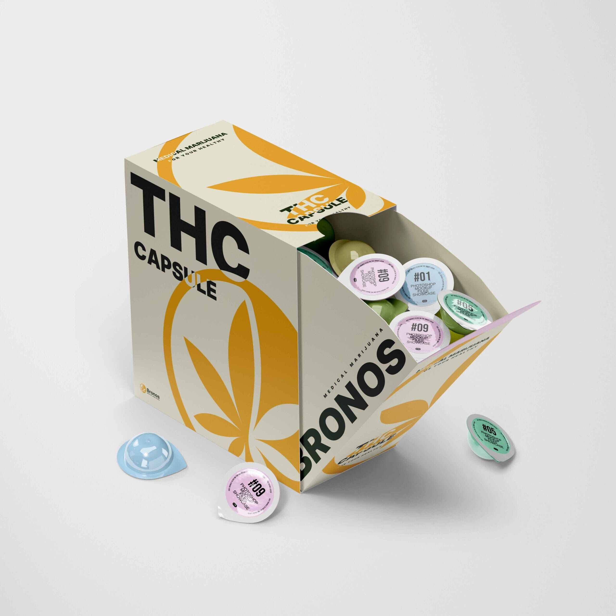 Capsule box mockup with capsules.