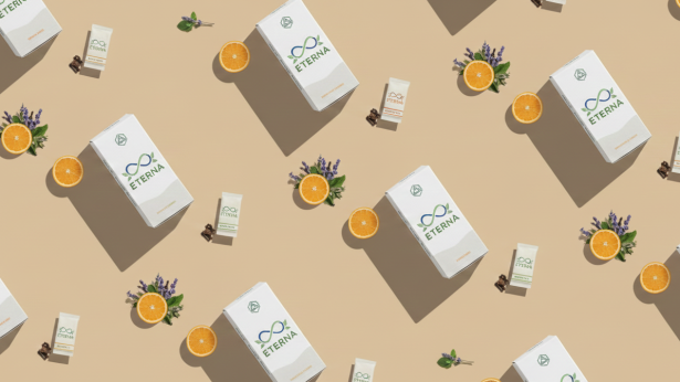 Eterna CBD tincture bottle on clean background